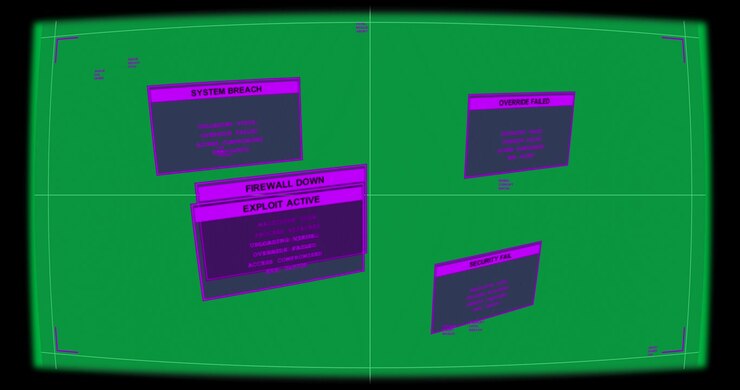 Tilting EXPLOIT ACTIVE panel driving alerts stacking settling showing breach transparent background