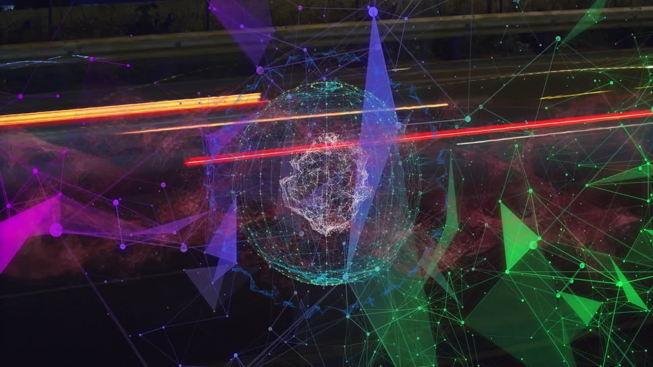 animación de formas que se mueven sobre el paisaje urbano