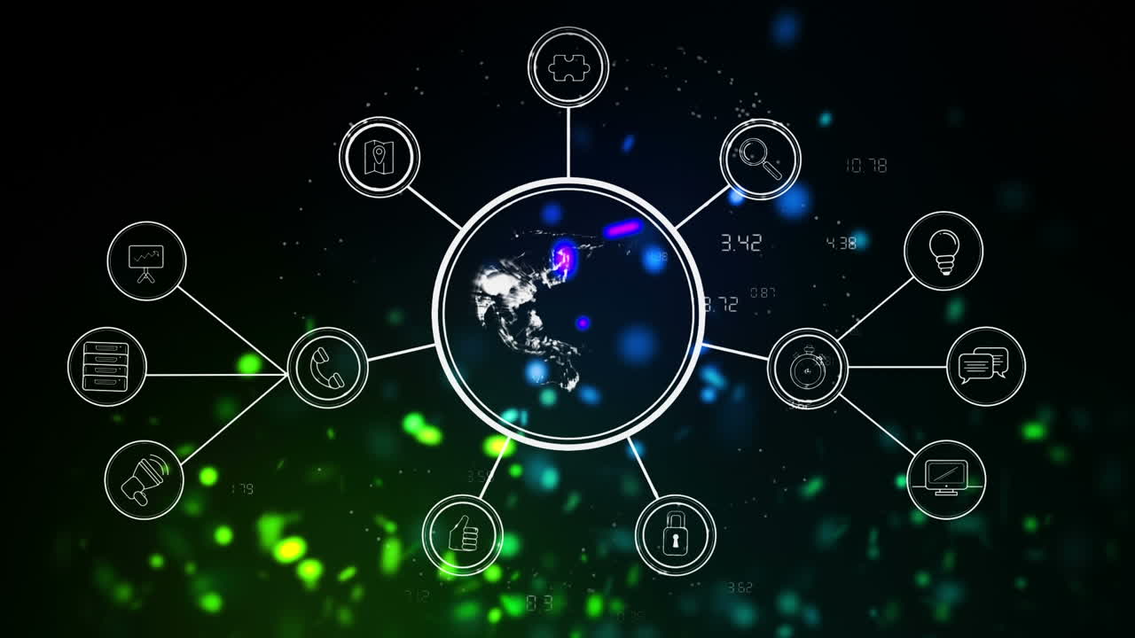 mapa con iconos de conexión a la red