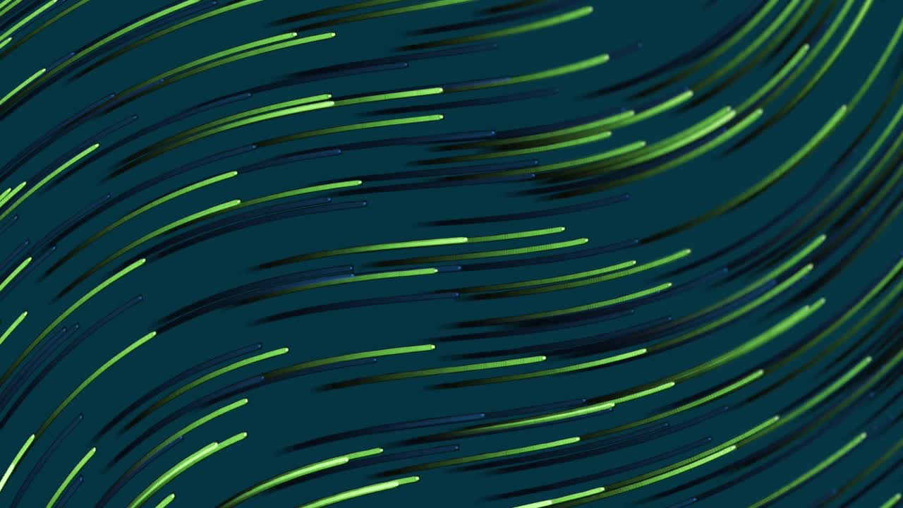 Animation of green light trails over blue background