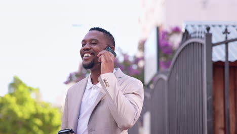 Business,-phone-call-and-black-man-in-city