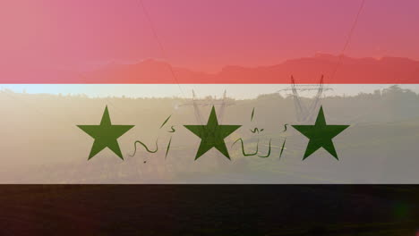 animation of flag of iraq over pylons