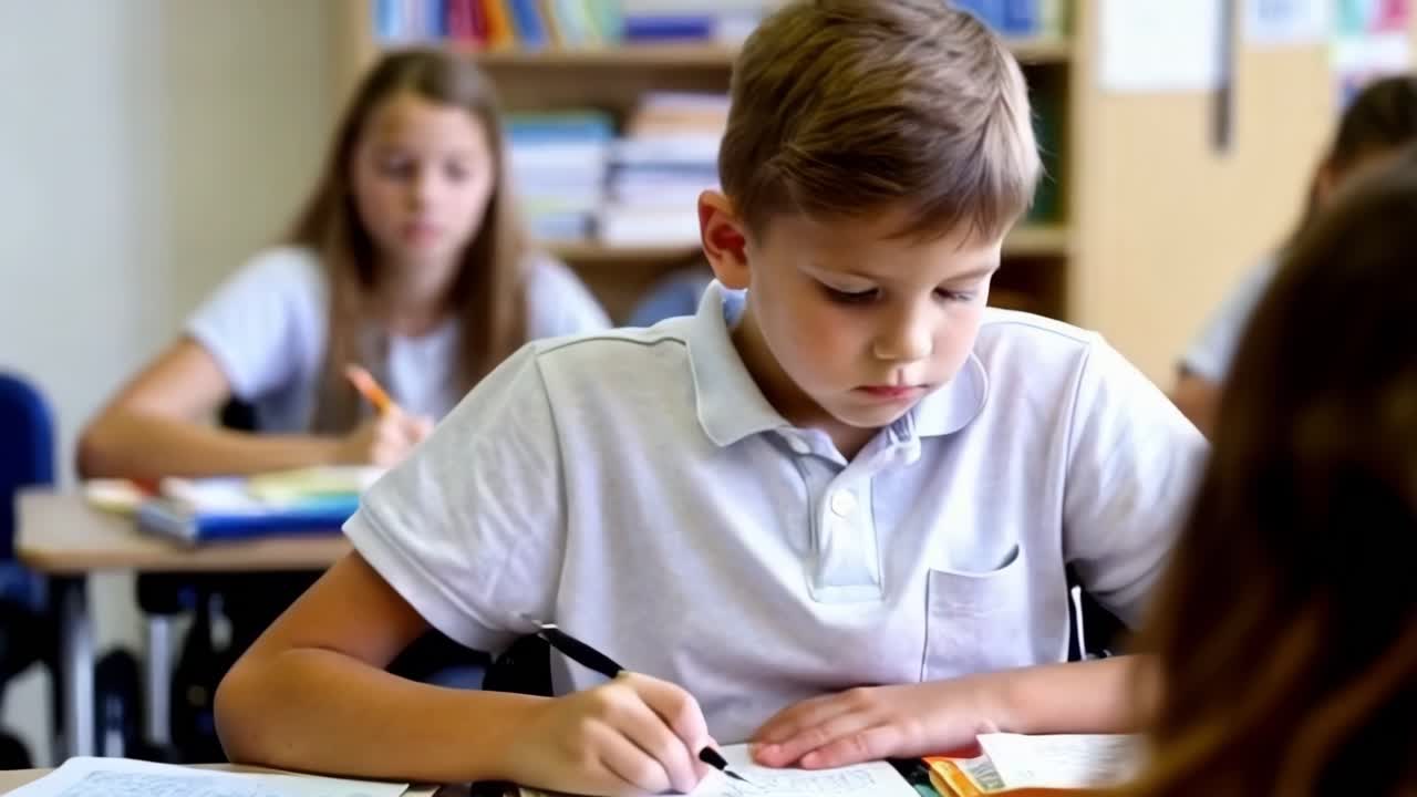 Student in Classroom Studying