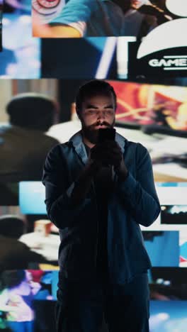 vertical video smartphone user addicted by social media consumption and obsessive doomscrolling