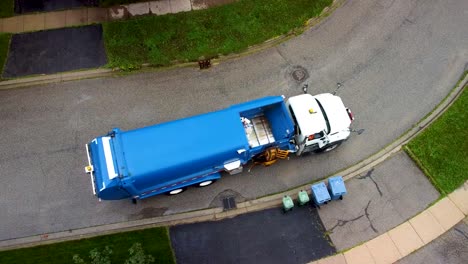 aerial view of garbage collection for recyclable materials