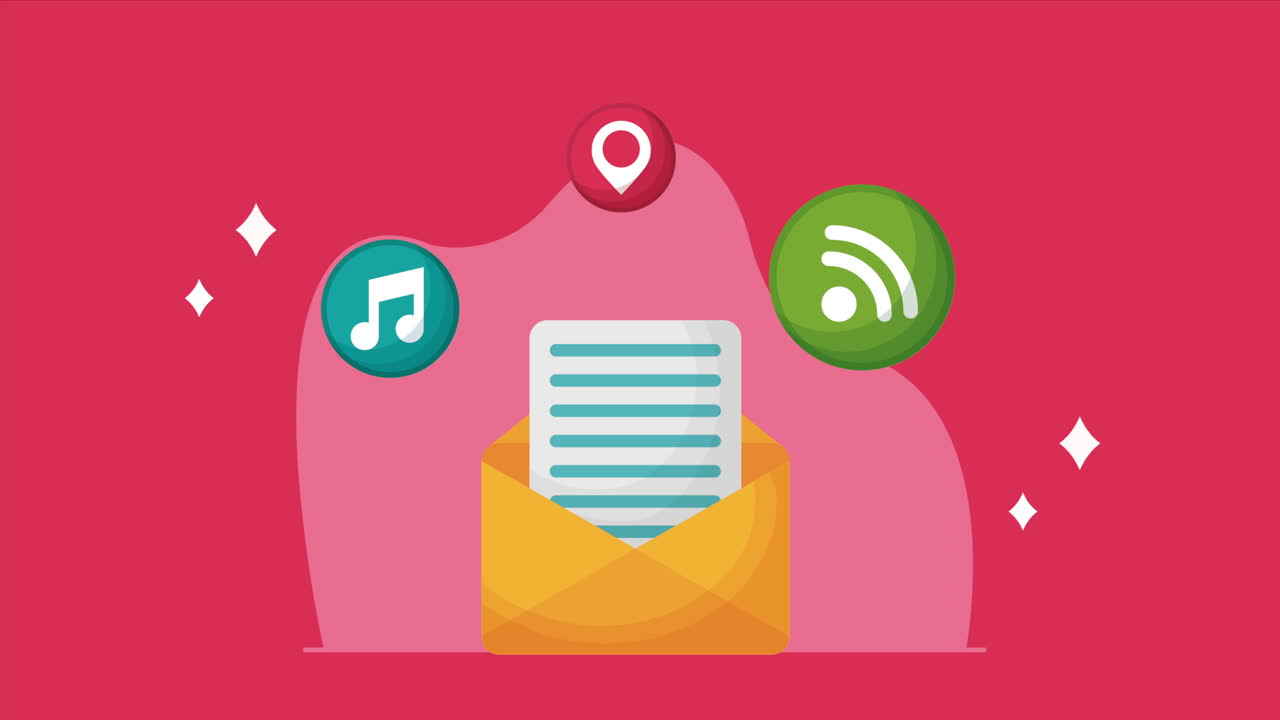 소실라 미디어 아이콘 애니메이션을 가진 봉투 메일