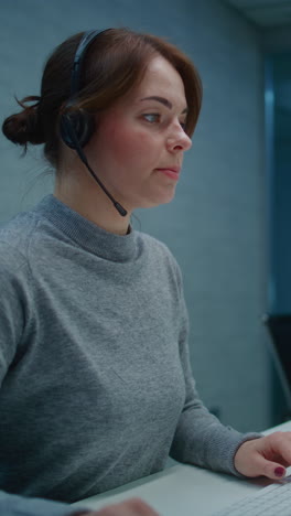 woman working at a call center