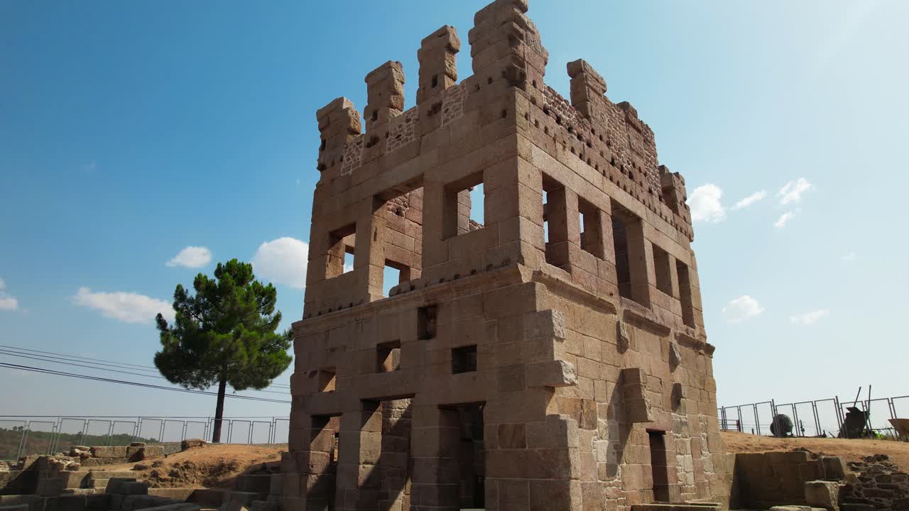 Centum Cellas mysterious ancient tower drone aerial above view