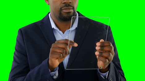 businessman using glass digital tablet 4k