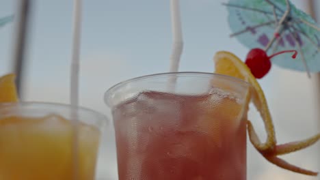 close up shot of cocktail drinks during a warm afternoon