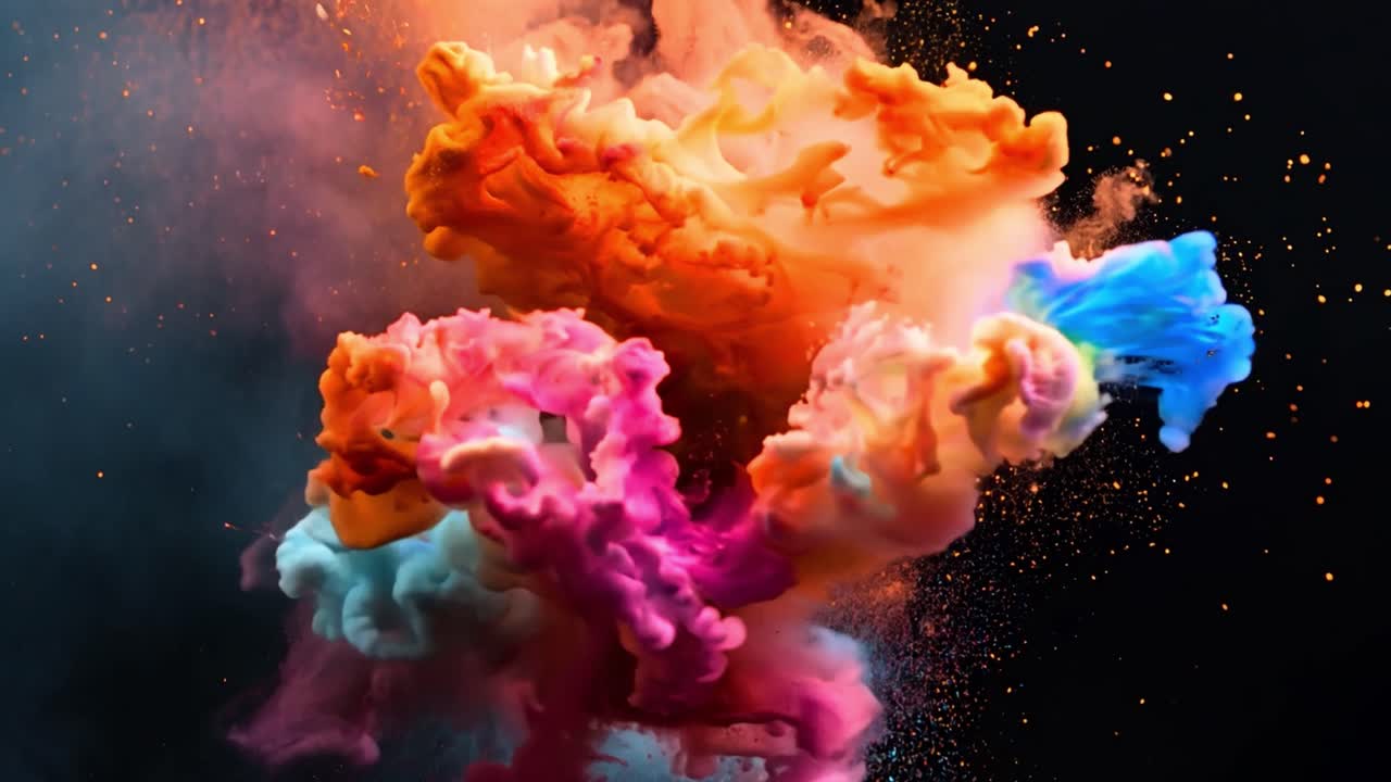 Vibrant Colorful Powder Explosion on Dark Background