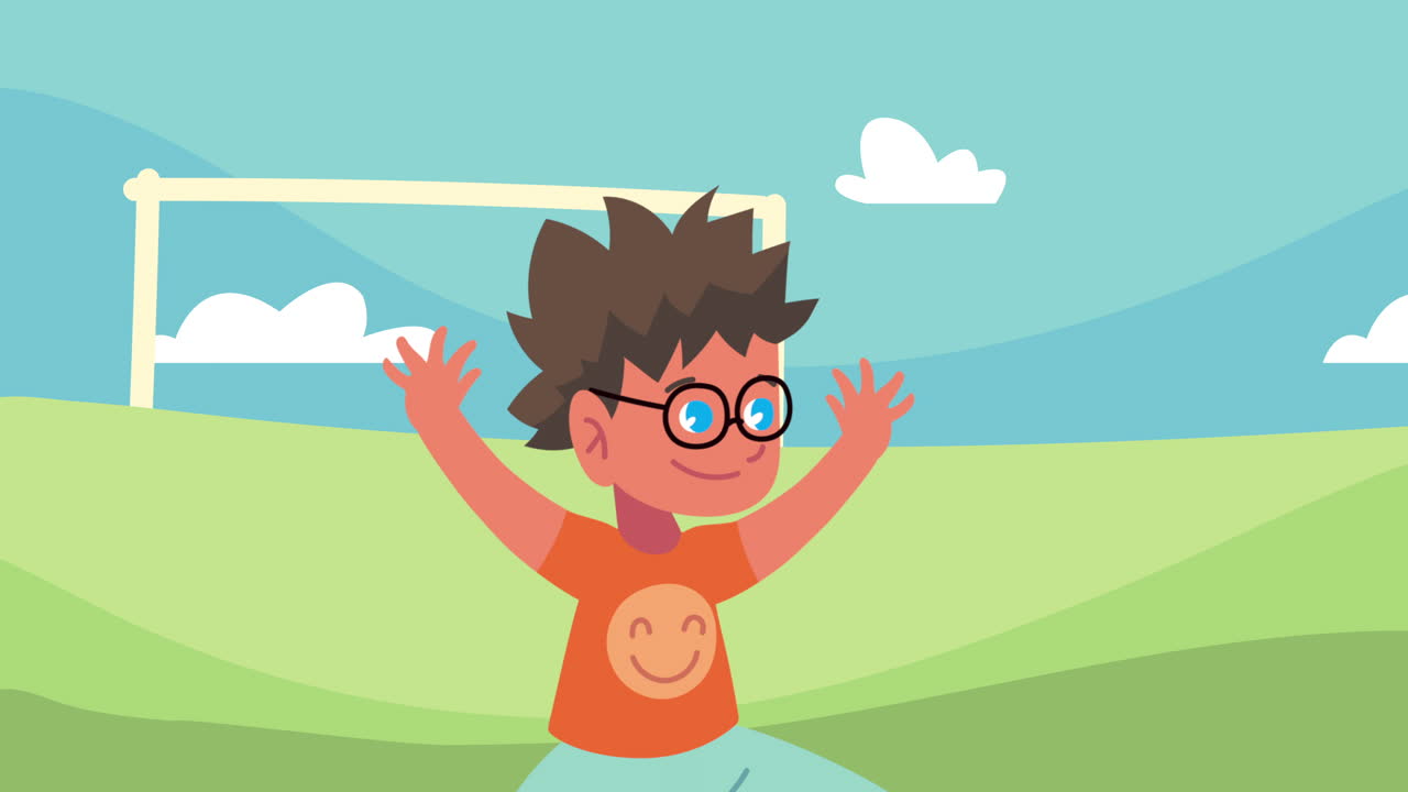 niño con gafas animación