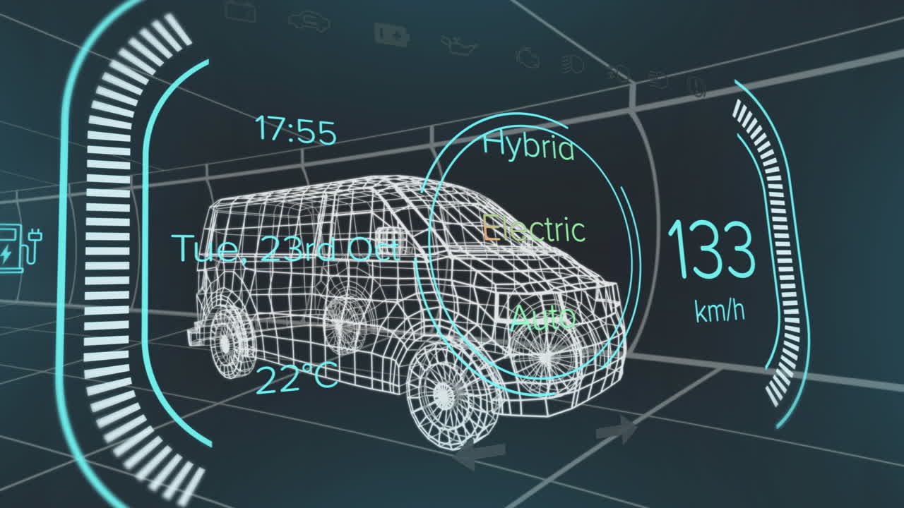 숫자, 텍스트와 함께 스피도미터의 애니메이션 검은 바탕에 대한 밴의 3d 모델