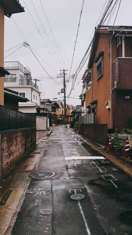 rainy alley in japanese residential district