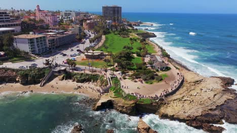 la jolla california coastline on summer day - aerial drone shot