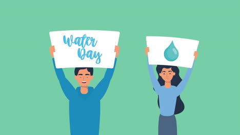 activists couple in campaign for water day animation