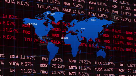 animation of financial data processing over world map