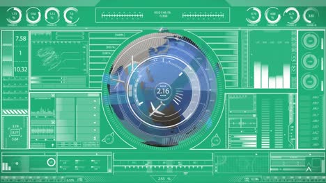 animation of globe and data processing over screen