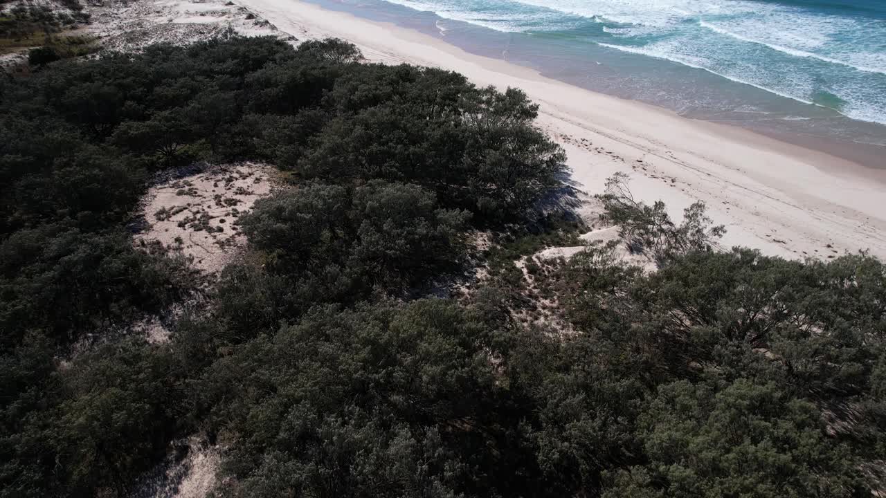 South Stradbroke Island - The Spit - Southport - Gold Coast - QLD - Queensland - Australia - Panning Up to Reveal Aerial Shot