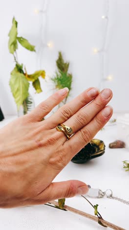 woman wearing a gold ring