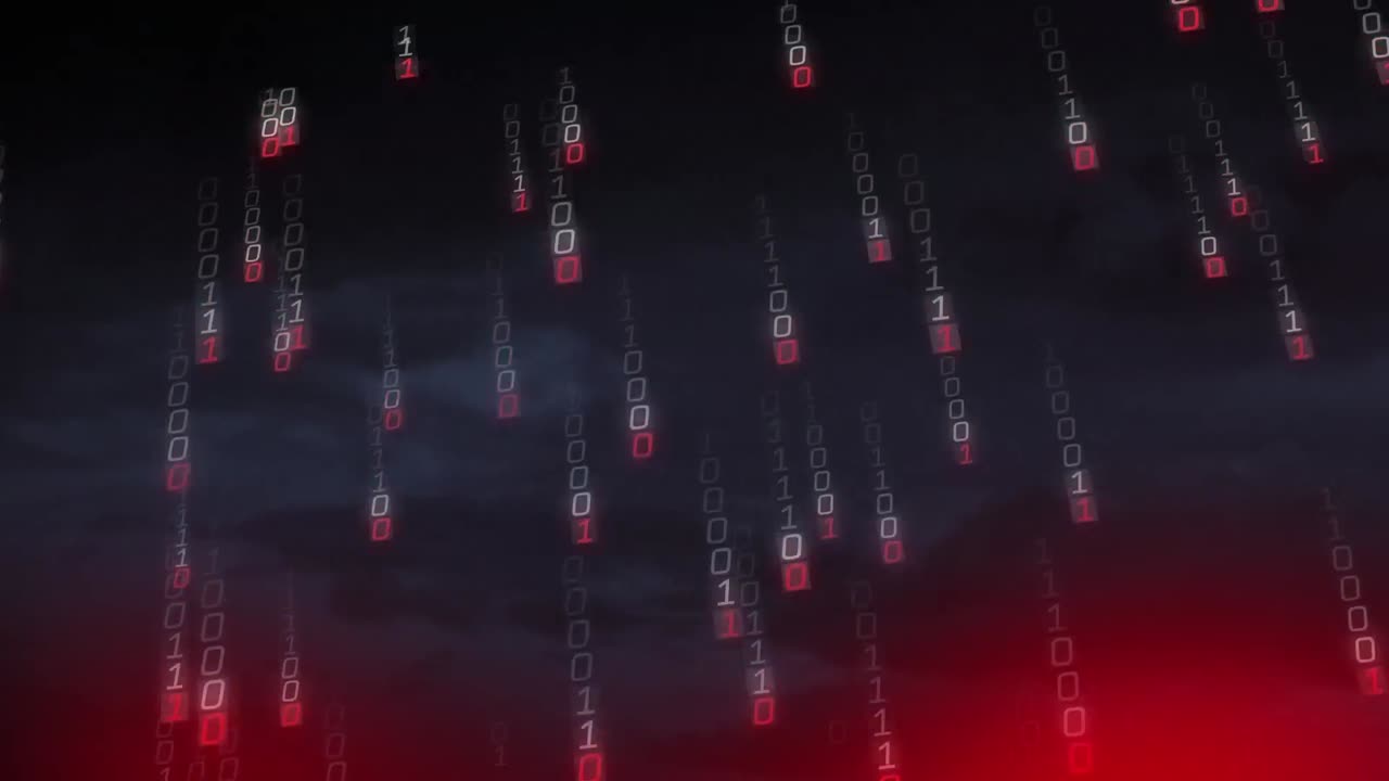 animación del procesamiento de datos sobre un fondo negro