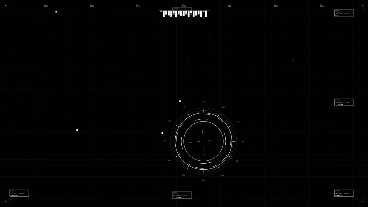 A military graphical user interface with various elements. It offers stock footage for science fiction productions and includes animations suitable for different scenes