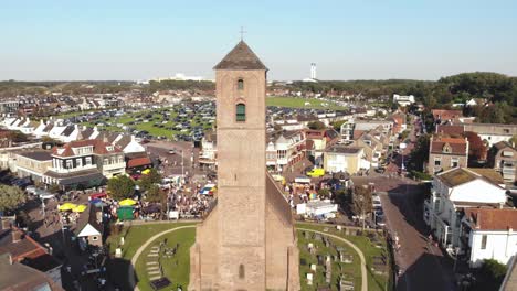 church tower in wijk aan zee, coastal town in the netherlands