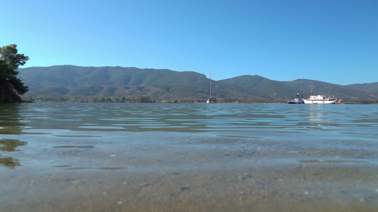 Long Angle Shot of Love's Bay Beach in Poros Island Greece