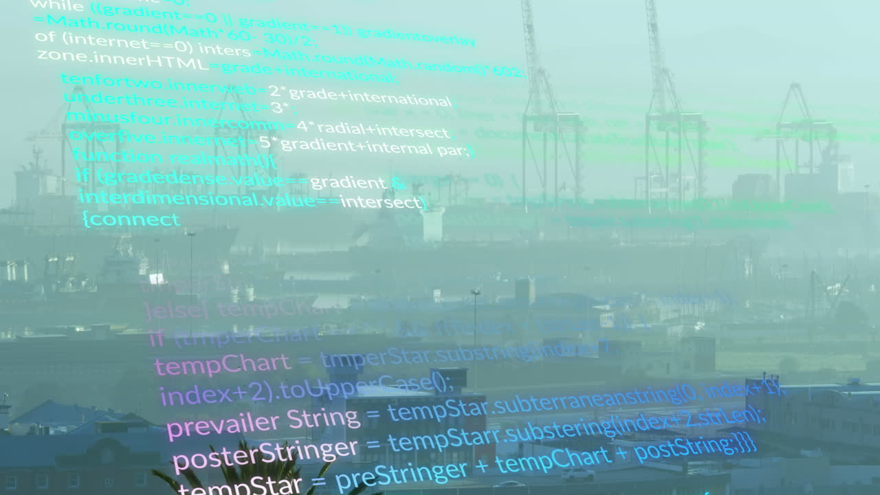 animazione dell'elaborazione dei dati finanziari sul paesaggio urbano