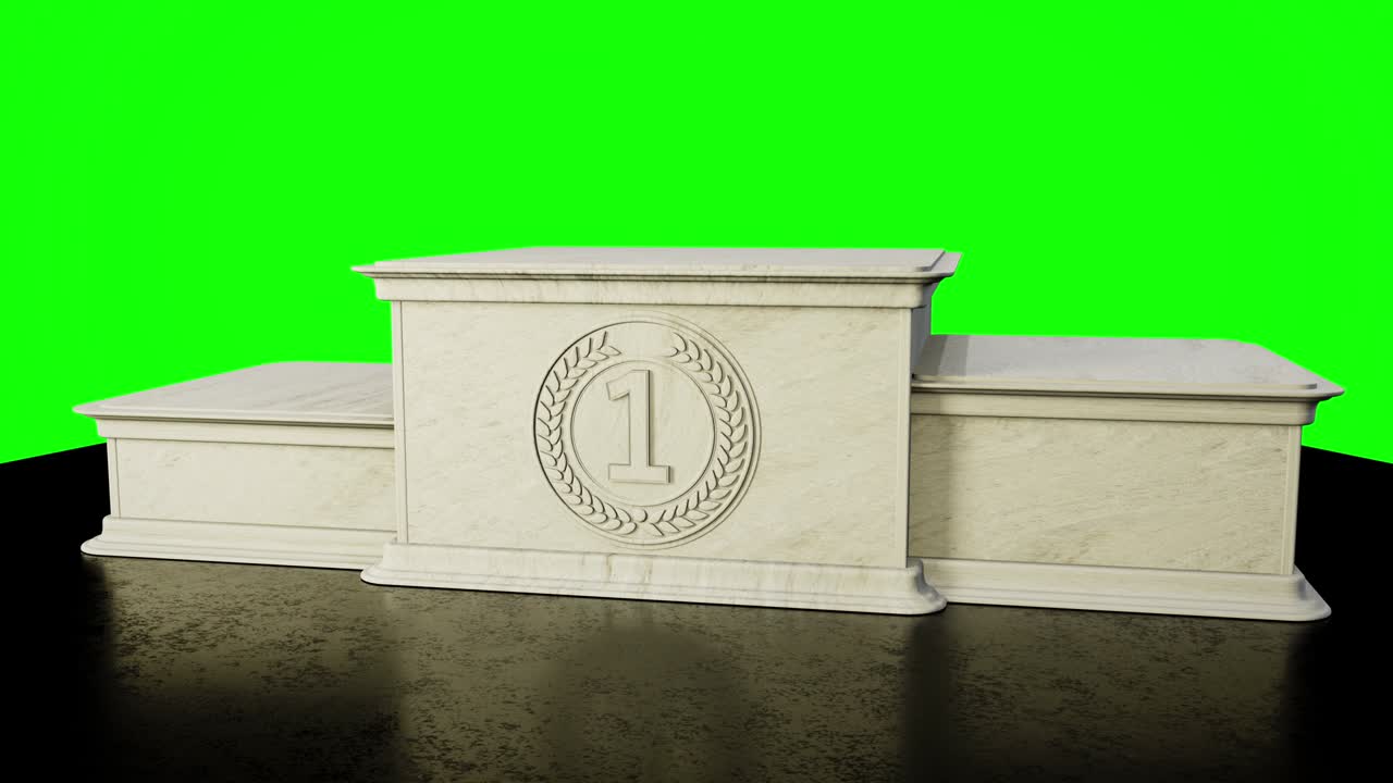 el podio de los ganadores de mampostería en un telón de fondo verde, aislado