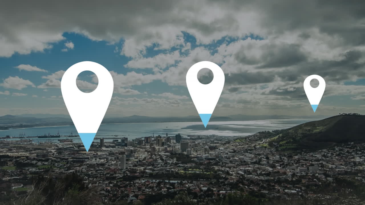 alfileres de ubicación sobre el paisaje