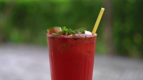 iced watermelon with mint in cafe restaurant