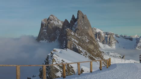 a view from seceda cableways ski resort, dolomites mountain, italy