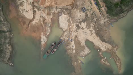 aerial view of river mining operations