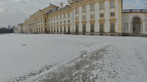 Oberschleißheim-Schloss-in-winter-German-palace-covered-in-snow