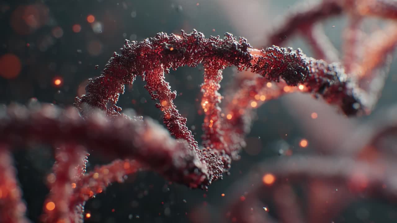 Intricate Strutture Cellulari: Una Splendida Esplorazione Visiva delle Eliche del DNA Che Mostra la Complessità Molecolare e le Interazioni Dinamiche nel Materiale Genetico.