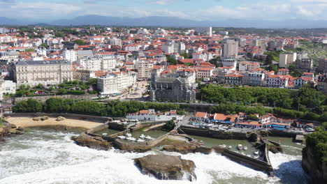 beautiful old district of biarritz fishing harbour with sainte eugenie church