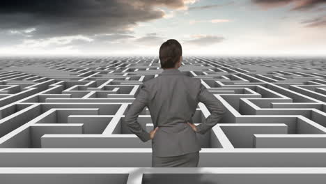 businesswoman in a difficult maze