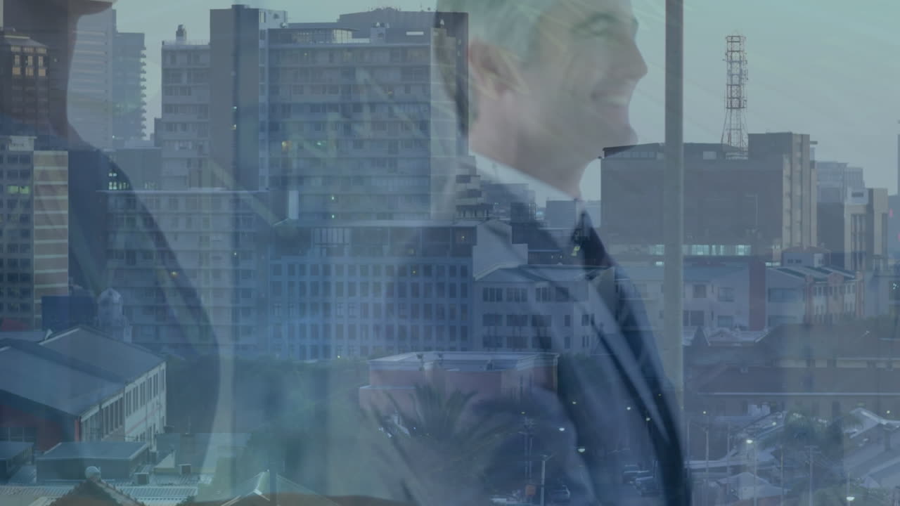 카이카시아 사업가들에 대한 도시 풍경의 애니메이션