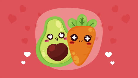 avocado and carrot comic characters animation