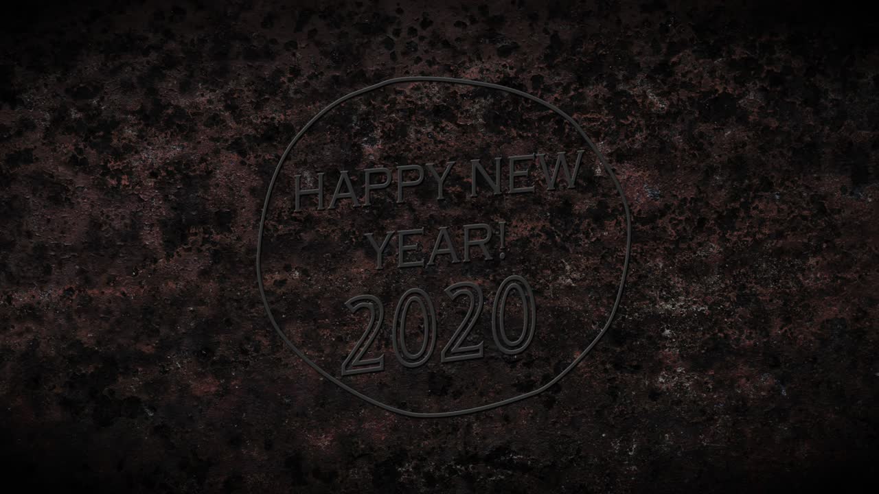 Video di buon anno 2020, insegna al neon in stile grunge, come introduzione o sfondo