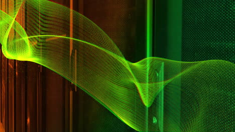 animación de malla verde y procesamiento de datos digitales a través de servidores informáticos