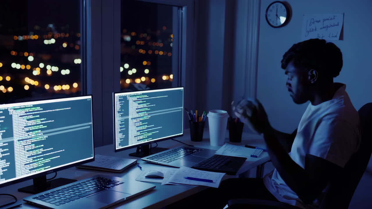 Programmer Working Late at Night
