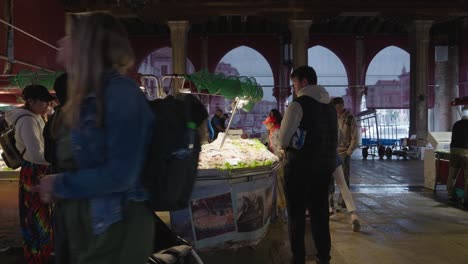 busy fish market in venice, italy