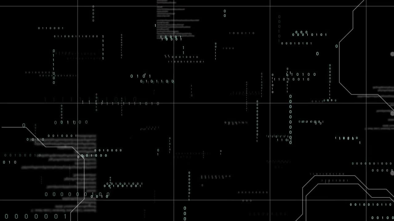 Animation of data processing on black background
