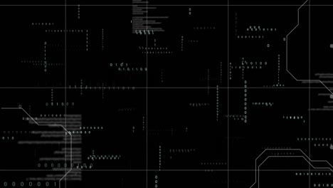 animación del procesamiento de datos sobre un fondo negro