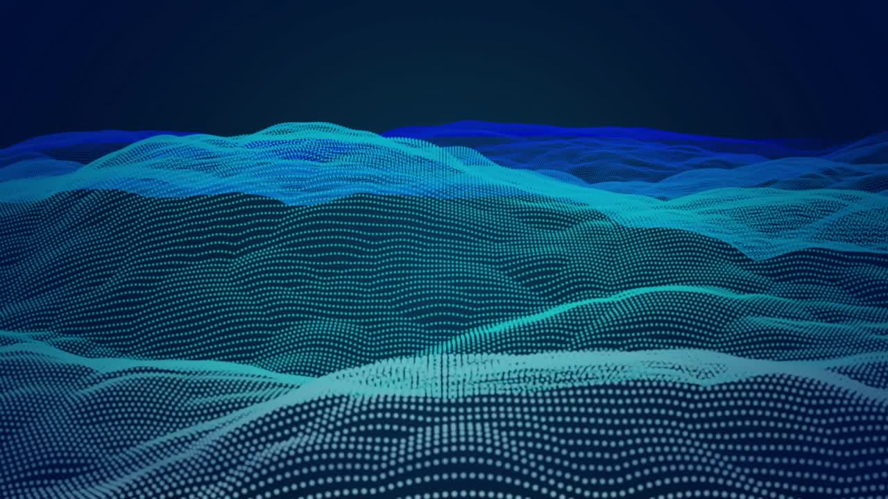 Animation of digital blue wave over dark background
