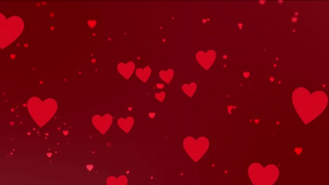 Animación-De-Iconos-De-Corazones-Rojos-Sobre-Fondo-Rojo