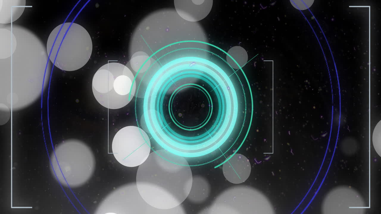 animación del procesamiento de datos y el alcance sobre un fondo oscuro