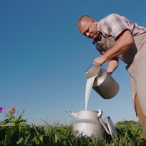 man pours milk into a can 3